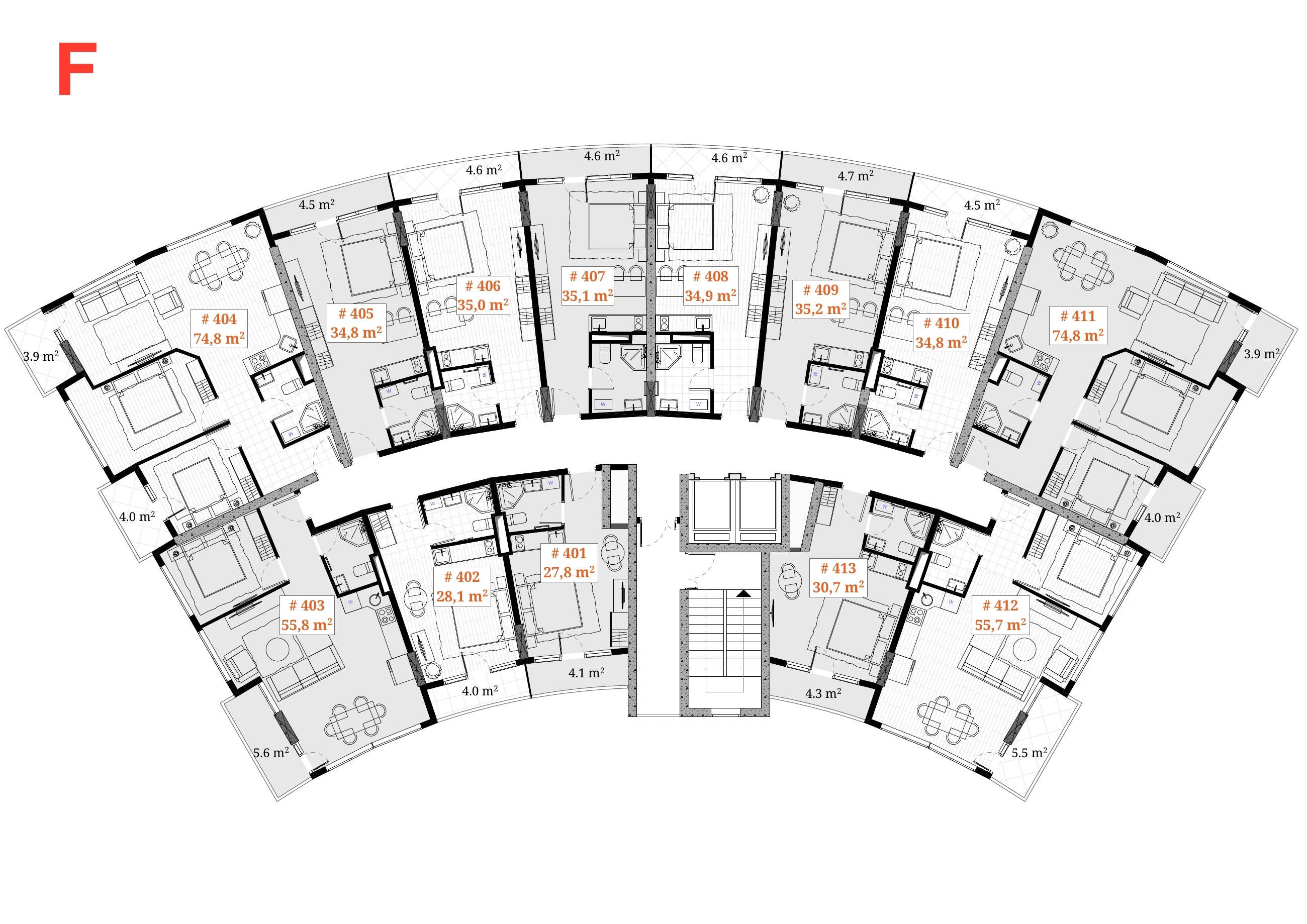 4th-floor plan · Block F